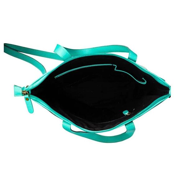 Myra Bag Handmade Tonga Tote Bag Upcycled Canvas & Cowhide Leather - Picture 8 of 10